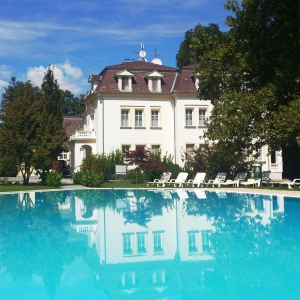 The outdoor pool is closed due to weather (winter).